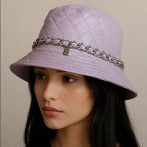 Madden NYC by Steve Madden Quilted Bucket Hat with Chain Detail Lavender